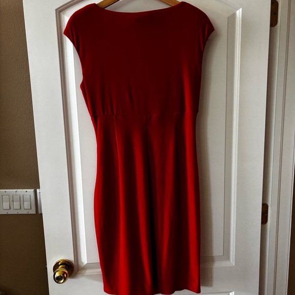 Lauren Ralph Lauren Barolo Red Ruched Empire-Waist Cap-Sleeve‎ Dress size 10 - Picture 5 of 12